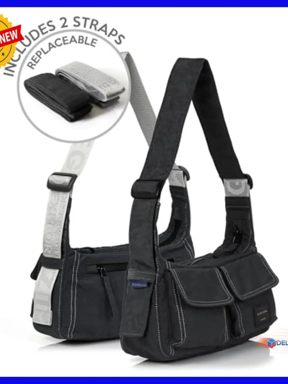 Small Nylon Hobo Shoulder Bag with Adjustable Strap and Multiple Pockets